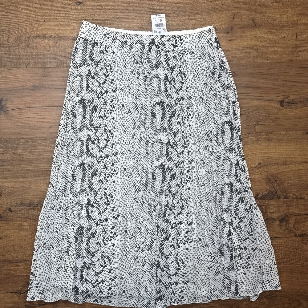 NWT J‎ Crew Pleated Midi Skirt Size 4 AL202 Snakeskin Python Animal Print Office